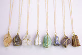 Crystal Necklaces Handmade in USA Wire Wrapped Raw Natural Crystal Citrine Lapis Aventurine Smokey Quartz Howlite Red Garnet Tiger's Eye