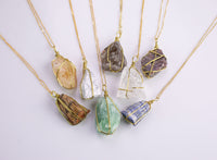 Citrine Crystal Necklaces Handmade in USA Wire Wrapped Raw Natural Gemstone Crystal Necklace Handmade Jewelry