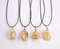 Citrine Crystal Necklaces Handmade in USA Wire Wrapped Raw Natural Gemstone Crystal Necklace Handmade Jewelry