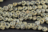 Natural Dalmation Jasper-Heart Shape-10mm-Special Shape- Full Strand Gemstone Beads