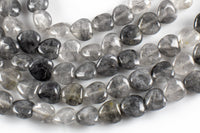 Natural Cloudy Quartz-Heart Shape-10mm-Special Shape- Full Strand Gemstone Beads