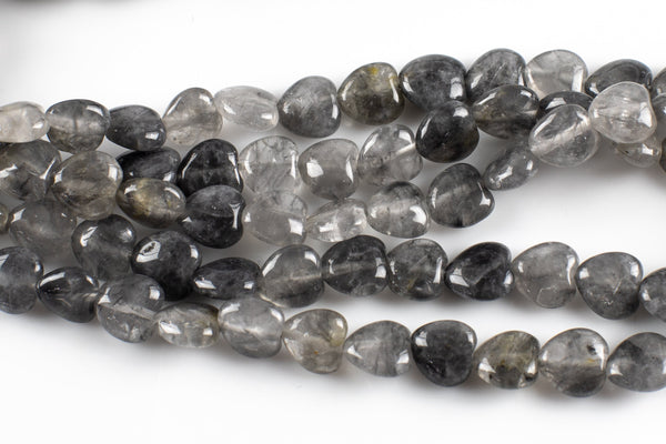 Natural Cloudy Quartz-Heart Shape-10mm-Special Shape- Full Strand Gemstone Beads