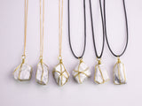 White Howlite Crystal Necklaces Handmade in USA Wire Wrapped Raw Natural Gemstone Crystal Necklace Handmade Jewelry Raw White Howlite