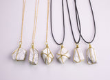 White Howlite Crystal Necklaces Handmade in USA Wire Wrapped Raw Natural Gemstone Crystal Necklace Handmade Jewelry Raw White Howlite
