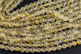 Natural Rutilated Quartz- Full Strands-15.5 inches-7mm- Nice Size Hole- Diamond Cutting,High Facets-Nice and Sparkly-Faceted Coin