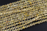 Natural Rutilated Quartz- Full Strands-15.5 inches-7mm- Nice Size Hole- Diamond Cutting,High Facets-Nice and Sparkly-Faceted Coin