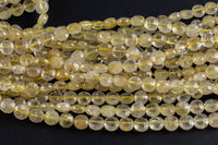 Natural Rutilated Quartz- Full Strands-15.5 inches-7mm- Nice Size Hole- Diamond Cutting,High Facets-Nice and Sparkly-Faceted Coin