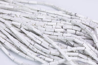 White Howlite beads rectangular tube tubular beads 15.5" 4x13mm