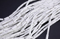 White Howlite beads rectangular tube tubular beads 15.5" 4x13mm