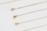 Dainty 14k Gold Filled Necklace Chains for Layering - 1mm 1.5mm 2.0mm Oval Chain 16" 18" with extender