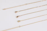 Dainty 14k Gold Necklace Chains for Layering - 1mm Oval Chain 16" 18" 20" with extender Tarnish Resistant + Silver Tone / White Gold