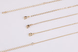 Dainty 14k Gold Necklace Chains for Layering - 1mm Oval Chain 16" 18" 20" with extender Tarnish Resistant + Silver Tone / White Gold