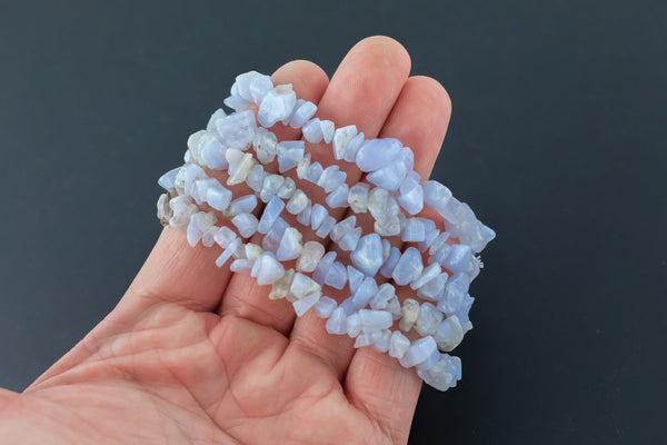 Blue Lace Agate Stretchy String Bracelet Natural Gemstone Chips Bracelets Bracelet Crystal Bracelet