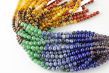 Natural Chakra Beads Smooth 4mm 6mm 8mm Round Amethyst Lapis Sodalite Aventurine Tigers Eye Yellow Jade Red Jasper Full Strand 14" - 15.5"