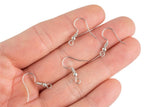 Earring Wire French Hook Earrings, Fish Hook- Rhodium Plated- Basic Sizing