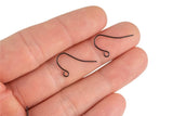 Earring Wire French Hook Earrings, Fish Hook- Enamel Black- Basic Sizing