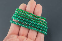 Emerald Jade Round Size 4mm and 6mm Handmade In USA- approx. 7" Bracelet Crystal Bracelet