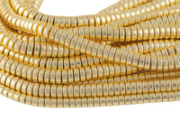 Medium Light Gold Pyrite- Barrel Heishi- Hematite Strands- Medium Light Gold- 4mm 6mm 8mm