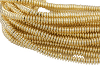 X Light Gold Pyrite- Narrow Edge Saucer Roundel- Hematite Strands- Light Gold- 4-8mm Thin Roundel