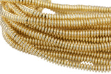 X Light Gold Pyrite- Narrow Edge Saucer Roundel- Hematite Strands- Light Gold- 4-8mm Thin Roundel