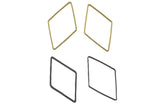 Diamond Gold Plated and Gunmetal Plated Brass -High Quality-Perfect for Earrings- Nice and Light- 2 pieces-14x24mm