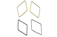 Diamond Gold Plated and Gunmetal Plated Brass -High Quality-Perfect for Earrings- Nice and Light- 2 pieces-14x24mm