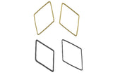 Diamond Gold Plated and Gunmetal Plated Brass -High Quality-Perfect for Earrings- Nice and Light- 2 pieces-14x24mm