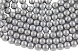 Platinum Silver White Gold Plated HEMATITE Beads. Round Smooth. 2mm, 3mm,4mm, 6mm, 8mm, 10mm or 12mm. Full Strand 16".