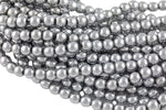 Platinum Silver White Gold Plated HEMATITE Beads. Round Smooth. 2mm, 3mm,4mm, 6mm, 8mm, 10mm or 12mm. Full Strand 16".