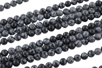 Natural Snowflake Obsidian Grade AAA Round. 4mm, 6mm, 8mm, 10mm, 12mm-Full Strand 15.5 inch Strand- Smooth Gemstone Beads