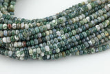 Natural Moss Agate High Quality in 6mm and 8mm Roundel- Full 15.5 Inch Strand AAA Quality Smooth Gemstone Beads