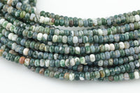 Natural Moss Agate High Quality in 6mm and 8mm Roundel- Full 15.5 Inch Strand AAA Quality Smooth Gemstone Beads