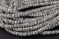 Natural Gray Spotted Jasper, High Quality in Faceted Roundel, 6mm, 8mm, 10mm, 12mm- Full 15.5 Inch Strand Gemstone Beads