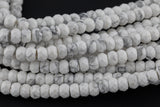 Natural Howlite High Quality in Faceted Roundel, 6 and 8mm- Full 15.5 Inch Strand-Full Strand 15.5 inch Strand Gemstone Beads