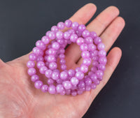 Plum Purple Jade Bracelet Round Size 6mm and 8mm Handmade In USA Natural Gemstone Crystal Bracelets Handmade Jewelry - approx. 7"