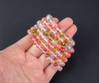 Cherry Quartz Bracelet Round Size 6mm and 8mm Handmade In USA Natural Gemstone Crystal Bracelets Handmade Jewelry - approx. 7"