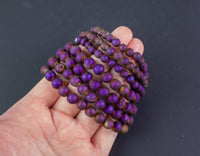 Metallic Purple Druze Agate Bracelet Round Size 6mm and 8mm Handmade In USA Natural Gemstone Crystal Bracelets Handmade Jewelry - approx. 7"