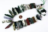 Natural Graduated Strand of Ocean Jasper Stick Beads - 14"-16" Strand (Apx 37 Beads) -10mm x 25-50mm Gemstone Beads