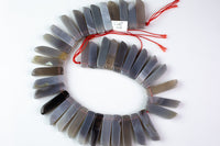 Natural Graduated Strand of Chalcedony Agate Stick Beads - 14"-16" Strand (Apx 37 Beads) -10mm x 25-50mm Gemstone Beads