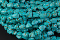 Magnesite Turquoise Nuggets Gemstone Beads- 15 inches- 10mm