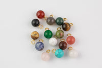 Gemstone Round Charm Healing Stone Size appr 12mm- Large Bail Size- 5.5mm