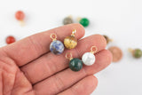 Gemstone Round Charm Healing Stone Size appr 12mm- Large Bail Size- 5.5mm