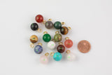 Gemstone Round Charm Healing Stone Size appr 12mm- Large Bail Size- 5.5mm