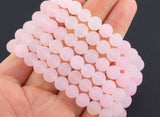 Natural Rose Quartz Bracelet Matte Round Size 6mm 8mm 7-7.5" Length Bracelet Crystal Bracelet