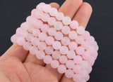 Natural Rose Quartz Bracelet Matte Round Size 6mm 8mm 7-7.5" Length Bracelet Crystal Bracelet
