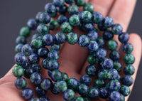 Azurite Bracelet Round Size 6mm and 8mm Handmade In USA Natural Gemstone Crystal Bracelets Handmade Jewelry - approx. 7" Crystal Bracelet