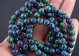 Azurite Bracelet Round Size 6mm and 8mm Handmade In USA Natural Gemstone Crystal Bracelets Handmade Jewelry - approx. 7" Crystal Bracelet