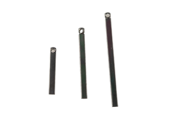 Long Square skinny bar- Charm Pendant- Gunmetal 2.5mm thick-40mm, 30mm, 20mm