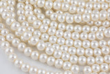 4mm, 6mm, 8mm, 10mm Glass Pearl- 16 Inch strand- 1 strand 5 strand or 10 strand- White