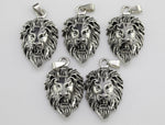 Majestic Lion Head Pendant Antique Silver Brass 1 inch long